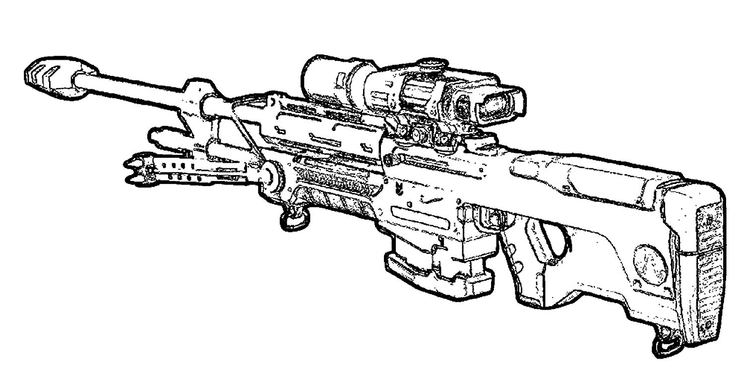 Раскраска снайперская винтовка
