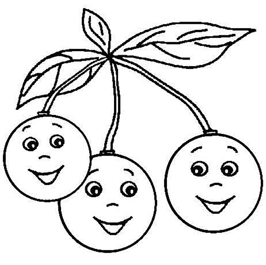 Раскраска вишня для детей 3-4 лет