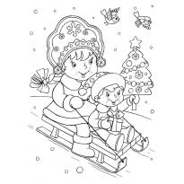 Раскраска санки raskraska-sanki19